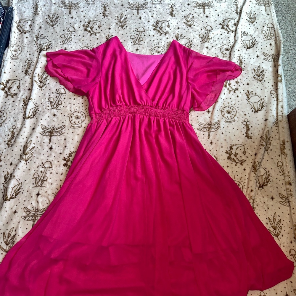 Elegant Pink Midi Dress